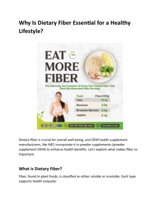 Why Is Dietary Fiber Essential for a Healthy Lifestyle