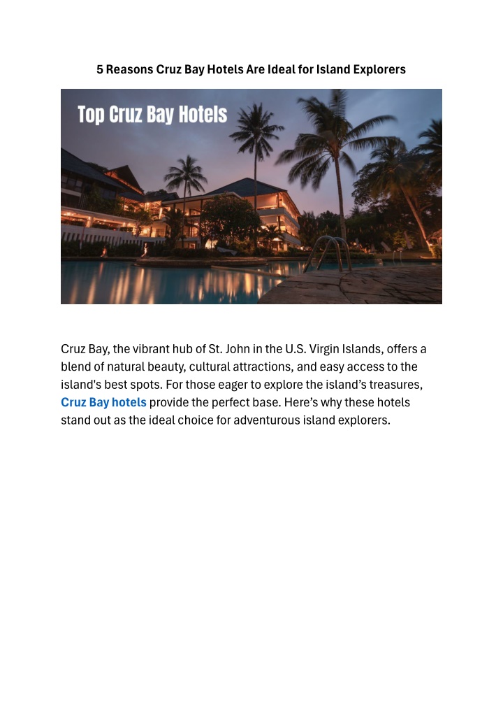 5 reasons cruz bay hotels are ideal for island