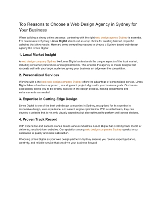 Top Reasons to Choose a Web Design Agency in Sydney for Your Business