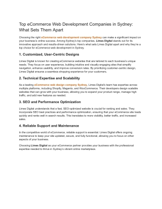 Top eCommerce Web Development Companies in Sydney_ What Sets Them Apart