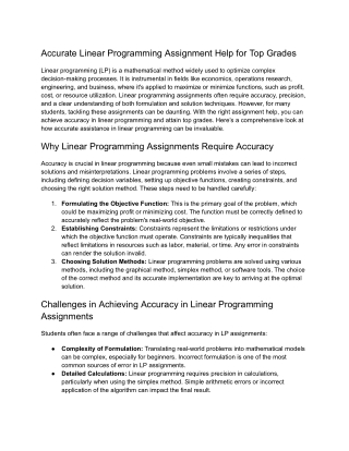 Accurate Linear Programming Assignment Help for Top Grades