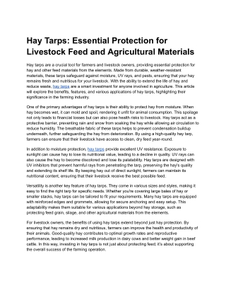 Hay Tarps_ Essential Protection for Livestock Feed and Agricultural Materials