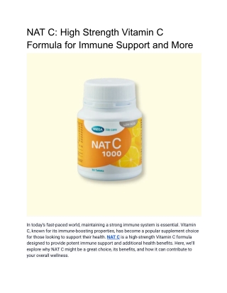 NAT C: High Strength Vitamin C Formula for Immune Support and More