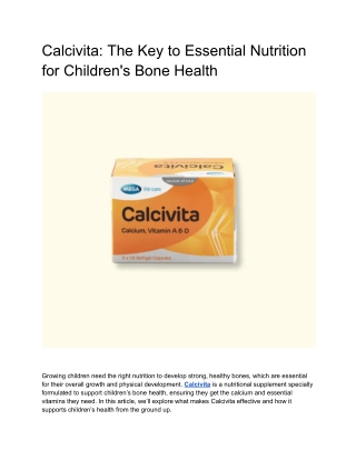 Calcivita: The Key to Essential Nutrition for Children's Bone Health