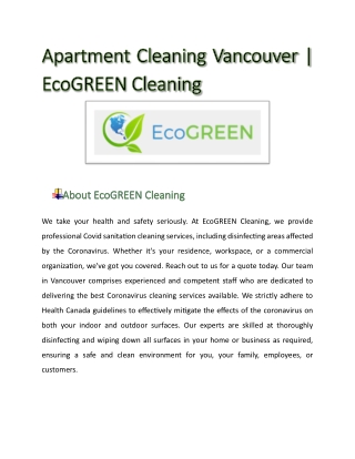 Apartment Cleaning Vancouver