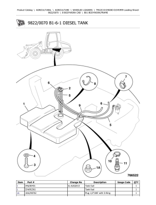 JCB TM220 Telescopic Wheeled Loader Parts Catalogue Manual (Serial Number 01545000-01545999)