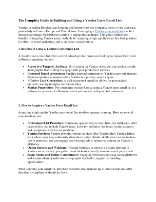 the complete guide to building and using a yandex