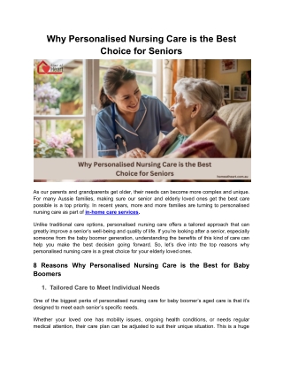 Why Personalised Nursing Care is the Best Choice for Seniors