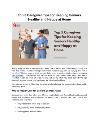 Top Caregiver Tips for Keeping Seniors Healthy and Happy at Home