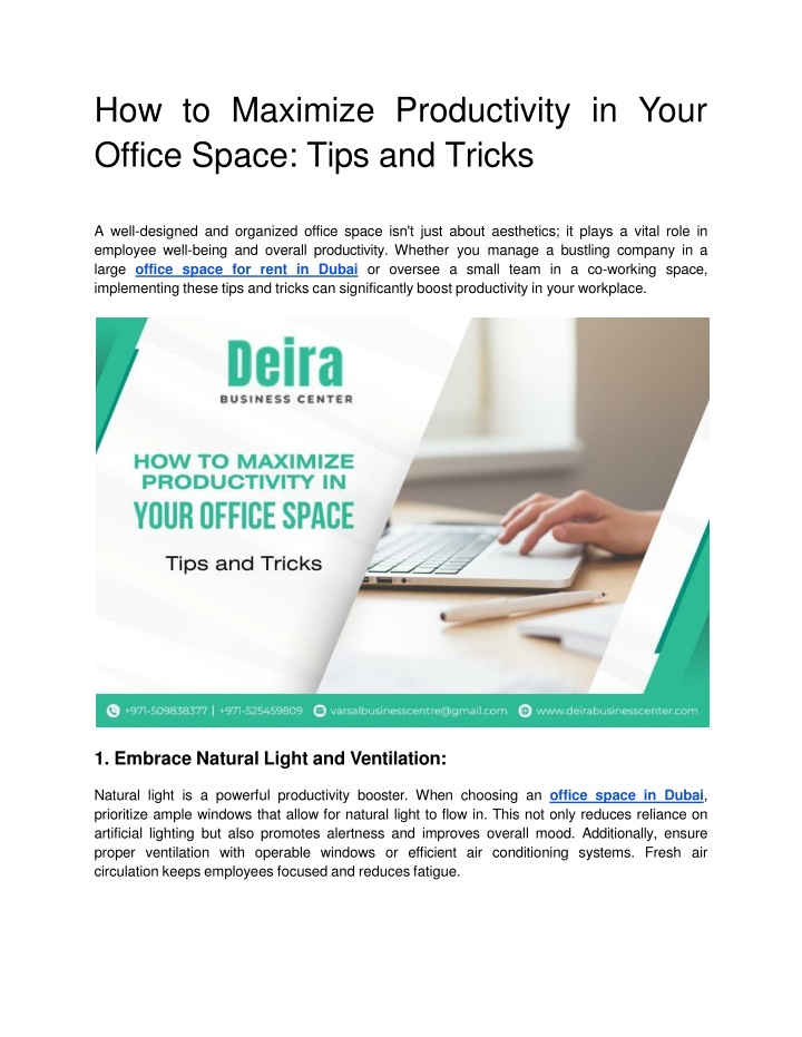 ho w t o maximiz e productivit y i n y ou r office space tips and tricks