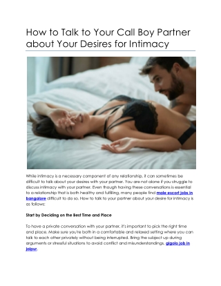 How to Talk to Your Call Boy Partner about Your Desires for Intimacy