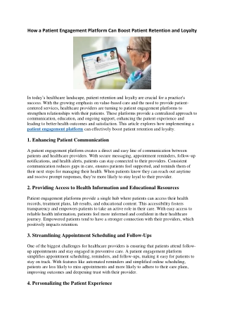 How a Patient Engagement Platform Can Boost Patient Retention and Loyalty
