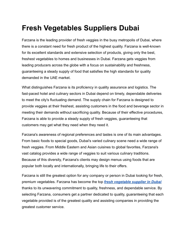 fresh vegetables suppliers dubai