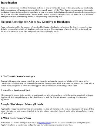 Natural Remedies for Acne: Say Goodbye to Breakouts