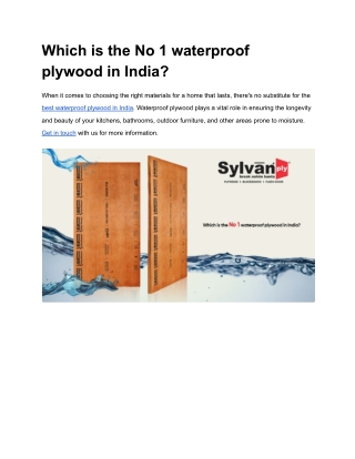 Which is the No 1 waterproof plywood in India
