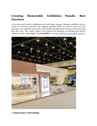 Creating Memorable Exhibition Stands: Best Practices for Success