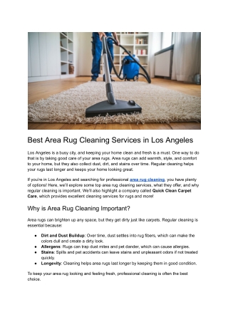 Best Area Rug Cleaning Services in Los Angeles