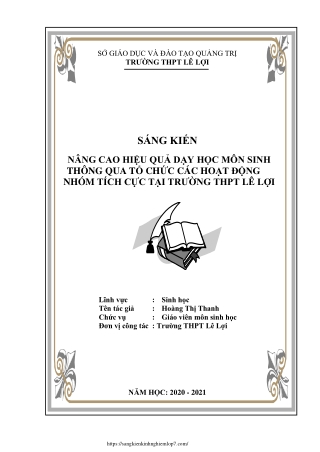 Nâng cao hiệu quả dạy học môn Sinh qua hoạt động nhóm tích cực tại THPT Lê Lợi
