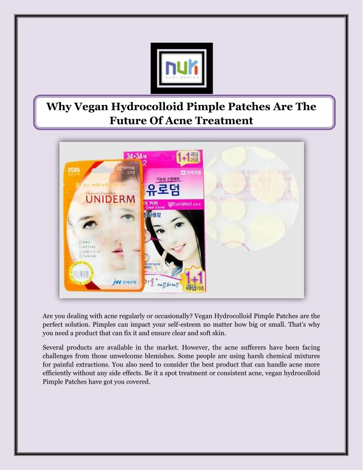 why vegan hydrocolloid pimple patches