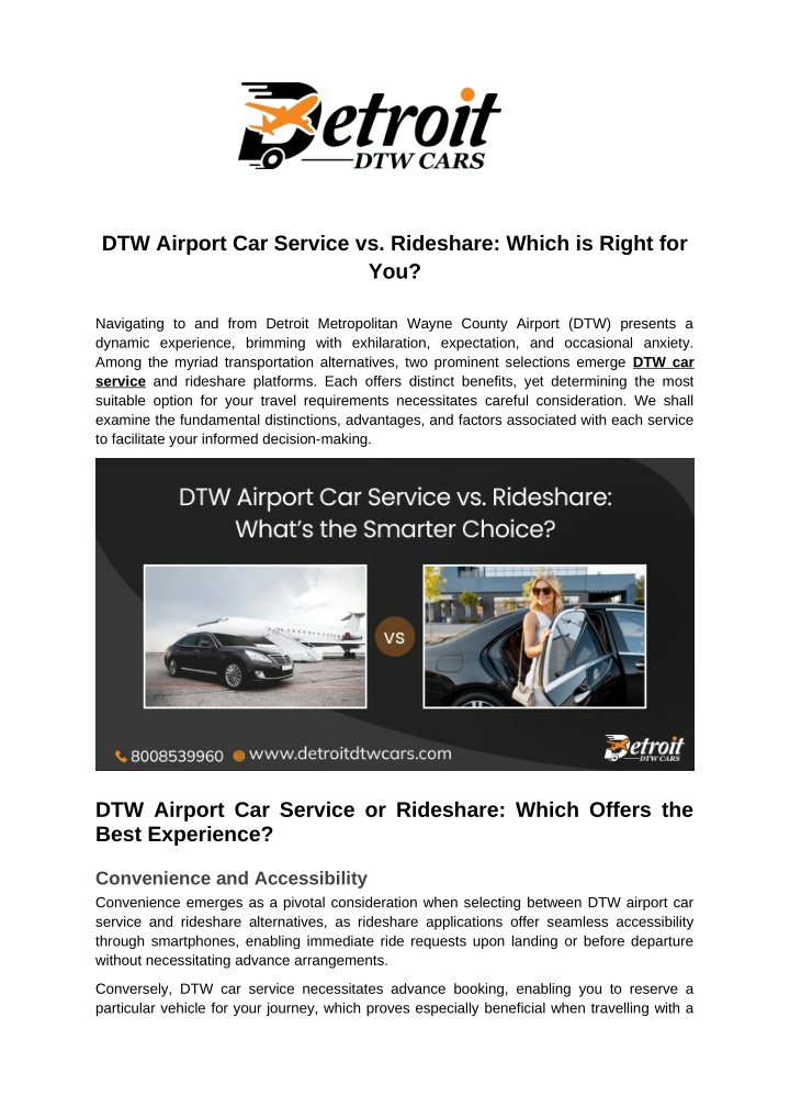 dtw airport car service vs rideshare which