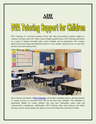dva tutoring is a renowned tutoring service that