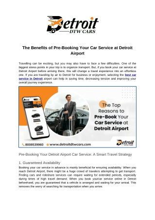 The Benefits of Pre-Booking Your Car Service at Detroit Airport