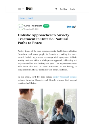 Holistic Approaches to Anxiety Treatment in Ontario