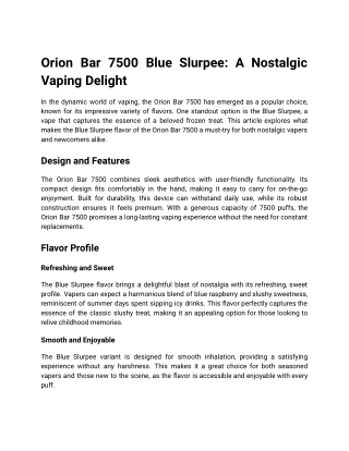 ORION BAR 7500 Blue Slurpee