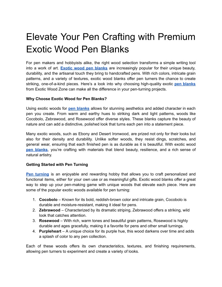 elevate your pen crafting with premium exotic