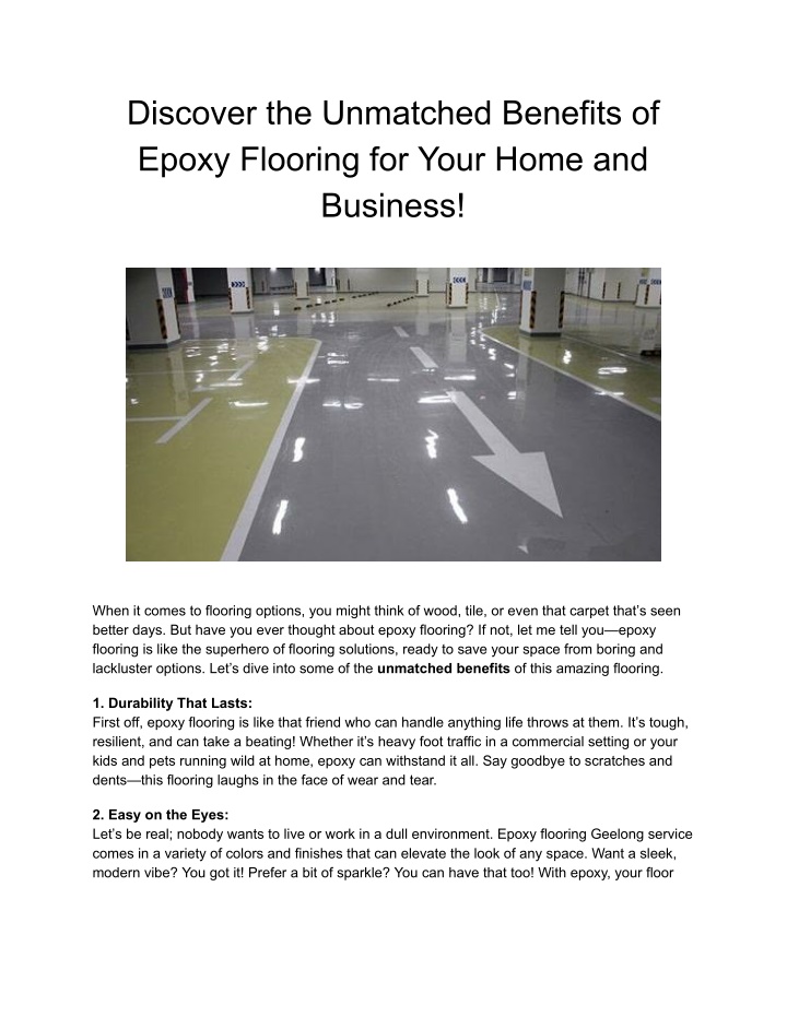 discover the unmatched benefits of epoxy flooring