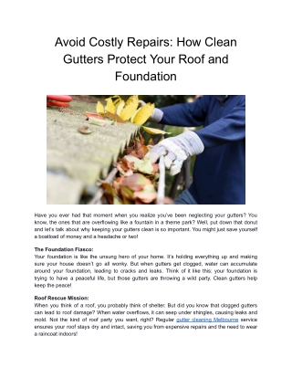 Reliable Gutter Cleaning Melbourne- roof cleaning