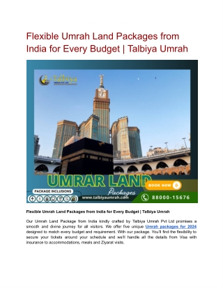 Flexible Umrah Land Packages from India for Every Budget | Talbiya Umrah