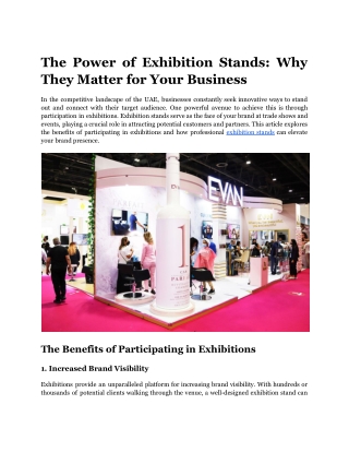 The Impact of Exhibition Stands on Your Business Success in the UAE