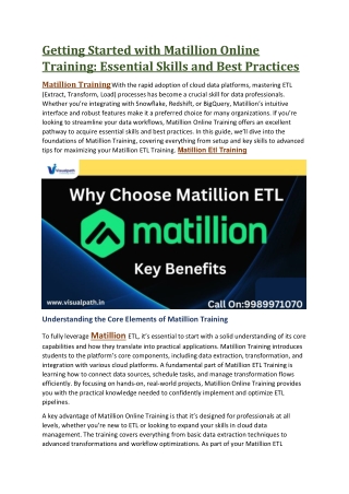 Matillion Online Training | Matillion Etl Training