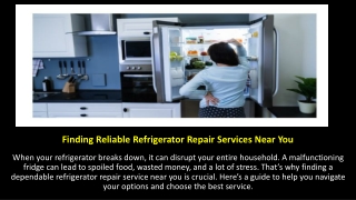 Finding Reliable Refrigerator Repair Services Near You