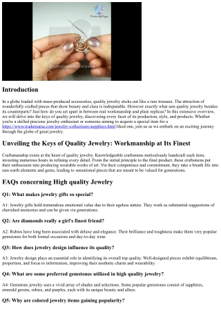 Unveiling the Keys of Quality Jewelry