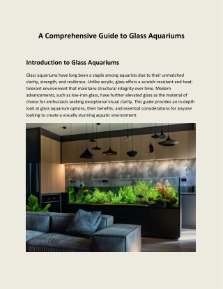 A Comprehensive Guide to Glass Aquariums
