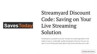 streamyard discount code saving on your live