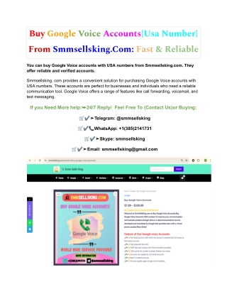 How do I quickly Buy Google Voice Accounts{Usa Number} From Smmsellsking