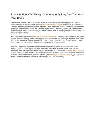 How the Right Web Design Company in Sydney Can Transform Your Brand