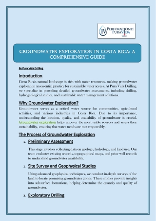 Groundwater Exploration Costa Rica Pura Vida Drilling