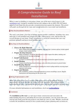 A Comprehensive Guide to Roof Installation
