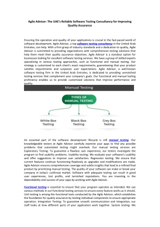 agile advisor the uae s reliable software testing