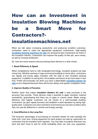 how can an investment in insulation blowing