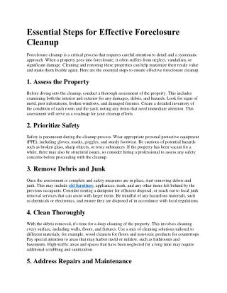Essential Steps for Effective Foreclosure Cleanup