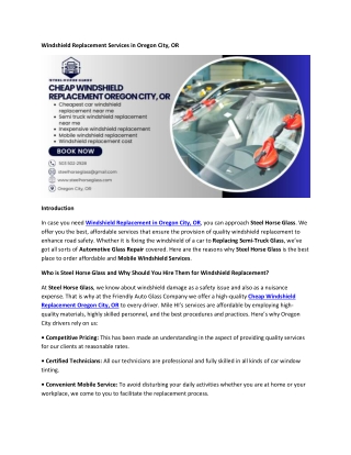 Windshield Replacement Services in Oregon City