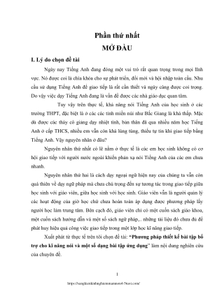 Phương pháp thiết kế bài tập bổ trợ cho kĩ năng nói và các dạng bài tập ứng dụng