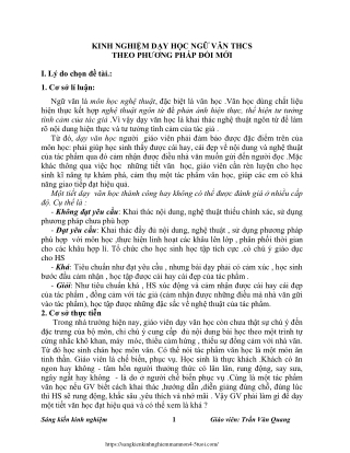 Kinh nghiệm dạy học ngữ văn Thcs theo phương pháp đổi mới