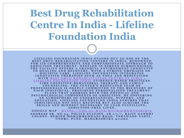 best drug rehabilitation centre in india lifeline foundation india