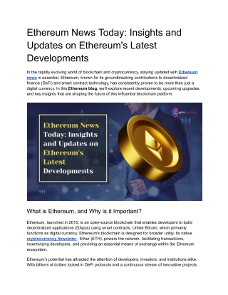 Ethereum News Today_ Insights and Updates on Ethereum's Latest Developments